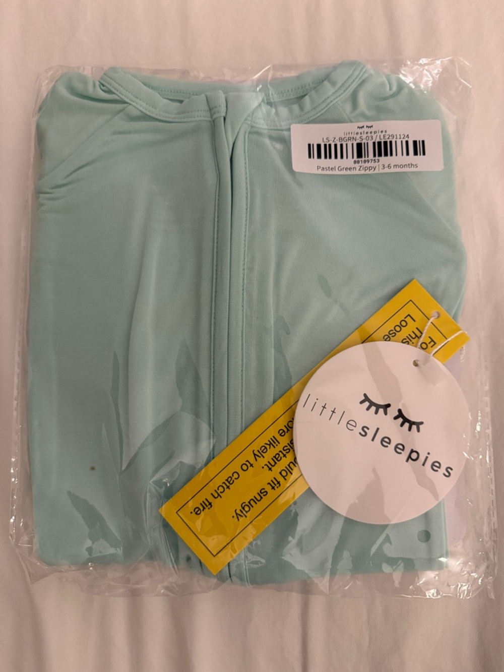 Little Sleepies Pastel Green Zippy